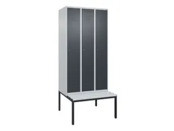 locker met bank,HxBxD 2120x900x815mm,3vak,vak B 300mm,cil.-slot
