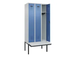 locker met bank,HxBxD 2120x900x815mm,3vak,vak B 300mm,cilinderslot