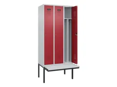 locker met bank,voor scheiding van kleding,HxBxD 2120x900x815mm,3vak