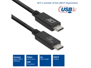 Kabel ACT USB 3.2 USB-C USB-IF gecertificeerd 2 meter - 4