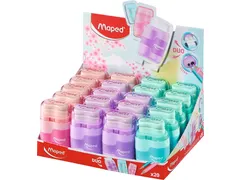 Puntenslijper Maped Connect 2-gaats met gum display à 20 stuks pastel