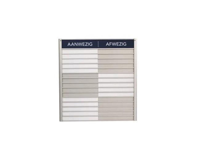 Menoor In-Uit bord 15 namen Aluminium Aanwezig/Afwezig Donkerblauw