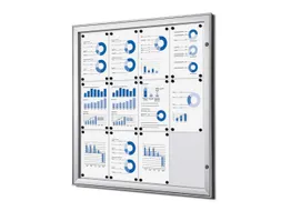 Vergrendelbaar vitrine mededelingenbord Indoor/Outdoor 12xA4 Zilver