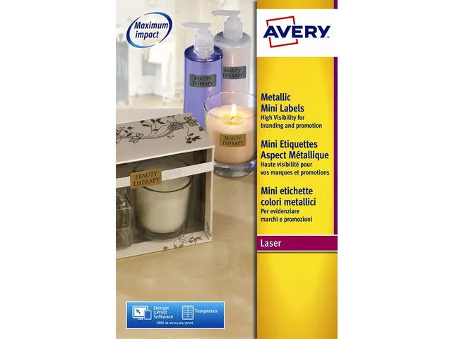 Etiket Avery L7680-25 38.1x21.2mm goud 1625 stuks