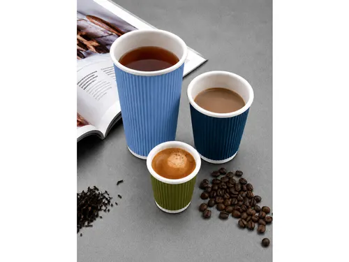 Beker porselein Les Artistes Paris 450ml met siliconen grip ribbel Blu