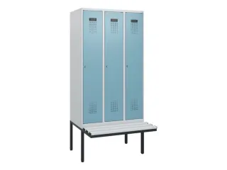locker met bank,HxBxD 1950x900x815mm,3vak,vak B 300mm,cilinderslot - 2