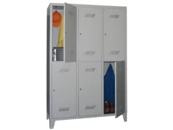 dubbeldekse locker,HxBxD 1850x1200x500mm,3x2vak.,RAL7035,front RAL5010