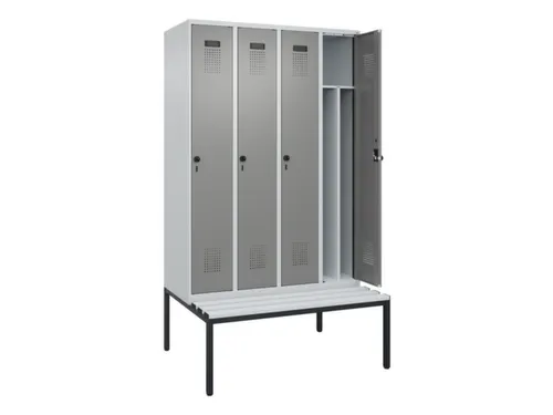 locker met bank,voor scheiding van kleding,HxBxD 2120x1200x815mm,4vak