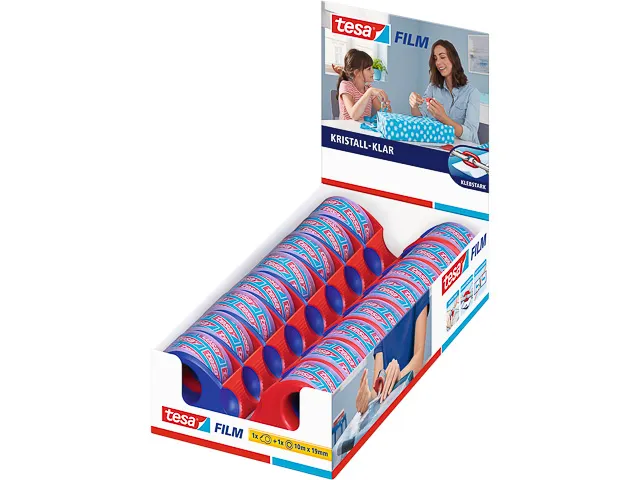 Tesa Film Mini Handdispenser Rood-Blauw 19Mm 10Meter