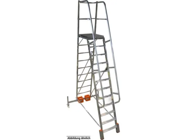 verrijdbare treden-platformladder,eenzijdig,10trede(n),stand H 2,35m