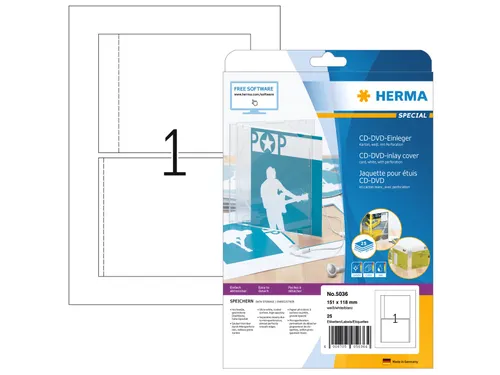 HERMA 5036 CD-inlegger voor Jewel Case A4 151x118mm 25 stuks