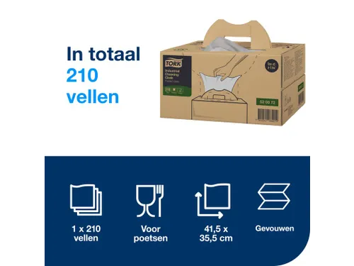 Reinigingsdoek Tork Industrial W7 handy box 210 vel grijs 520372