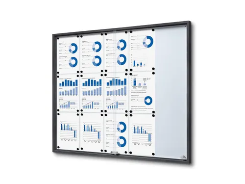 Vergrendelbaar notitiebord Indoor Slim 15xA4 Schuifdeuren Antraciet