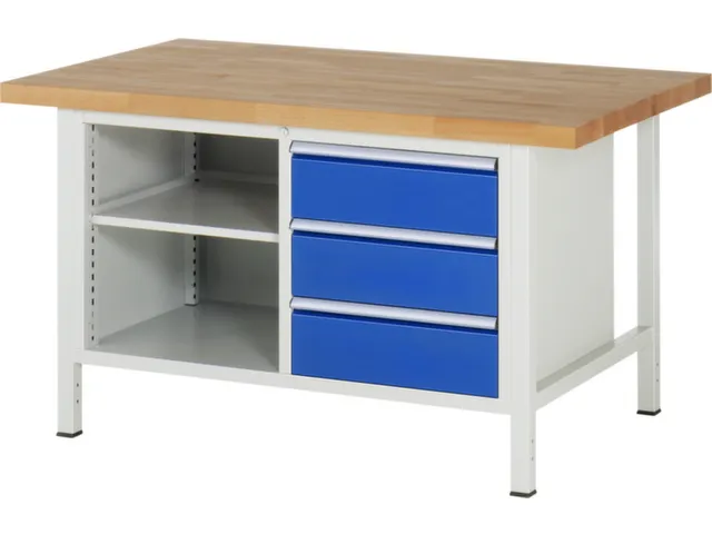 werkbank,HxBxD 840-1040x1500x900mm,beukblad,draagverm. 1250kg,4voeten