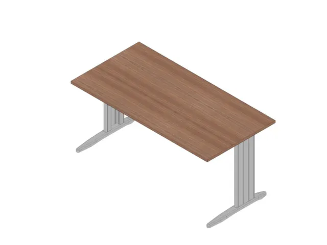 bureau,HxBxD 730x1600x800mm,blad canaletto-hout,C-voet aluminium