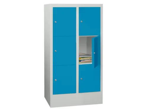 lockerkast,HxBxD 1187x600x500mm,2x3vakken,RAL7035,front RAL5012