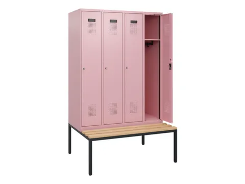 locker met bank,HxBxD 1950x1200x815mm,4vak,vak B 300mm,cilinderslot