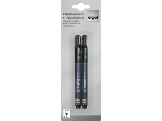 Krijtstift Sigel zwart set 2stuks ronde punt 1-2 mm - 1