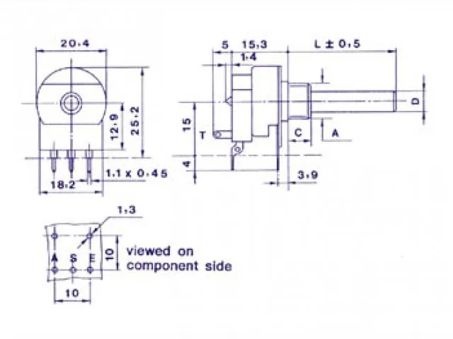 Potmeter Mono LIN 1m Met Schakelaar