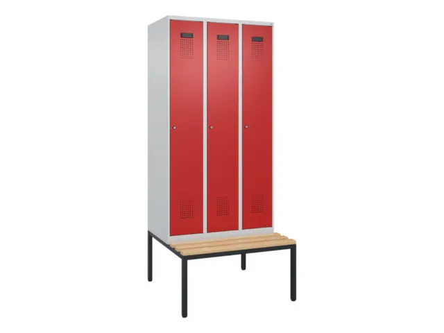 locker met bank,voor scheiding van kleding,HxBxD 2120x900x815mm,3vak
