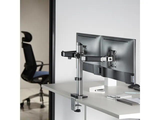 Monitorarm ACT office 2 schermen zilver