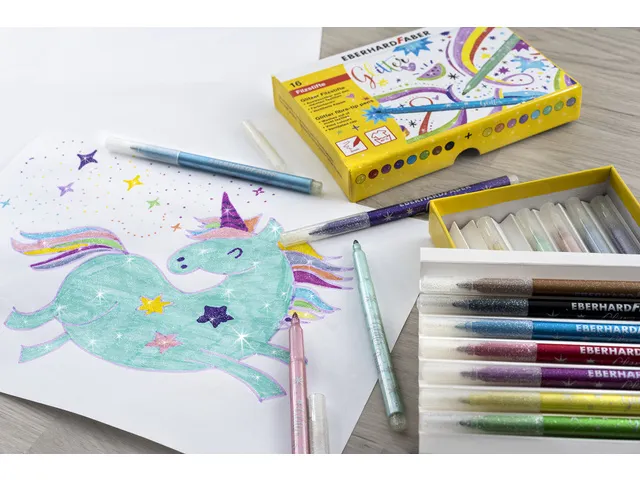 Feutres Eberhard Faber glitter assorti boîte à 16 couleurs