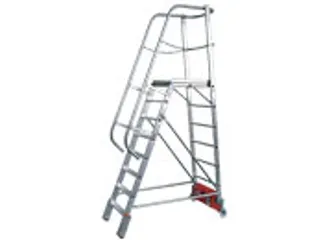 verrijdbare treden-platformladder,eenzijdig,6trede(n),stand H 1,4m - 2