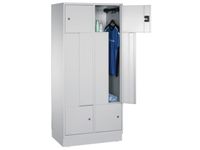 Z-garderobekast 1820x820x510mm 4 Vakken Cilinderslot Sokkel Ral7035