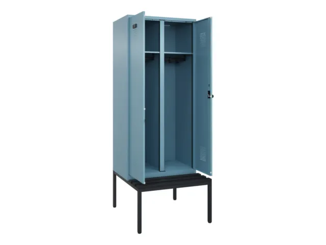 locker met bank,voor scheiding van kleding,HxBxD 2120x800x815mm,2vak