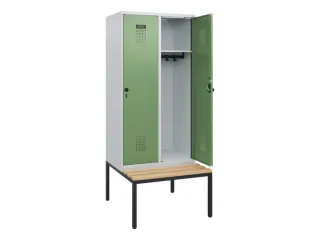 locker met bank,HxBxD 1950x800x815mm,2vak,vak B 400mm,draaigrendel - 1