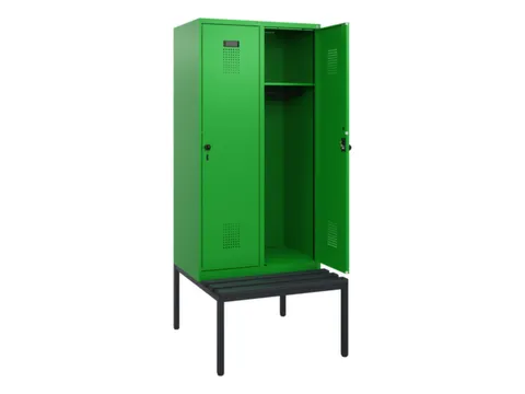 locker met bank,HxBxD 1950x800x815mm,2vak,vak B 400mm,draaigrendel