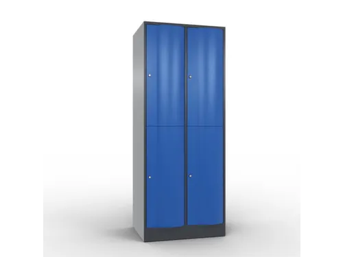 lockerkast,HxBxD 1950x770x640mm,2x2vakken,romp RAL7021,front RAL5010