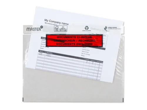 Paklijstenvelop Bedrukt Documents Enclosed 175x140mm Transparant
