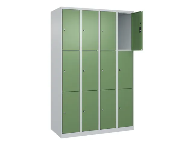 lockerkast,HxBxD 1850x1200x500mm,4x3vakken,vak B 300mm,cil.-slot