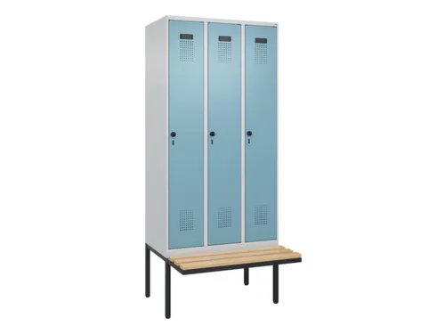 locker met bank,HxBxD 2120x900x815mm,3vak,vak B 300mm,draaigrendel