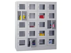 lockerkast,HxBxD 1850x1600x500mm,4x5vakken,RAL7035,front RAL5012