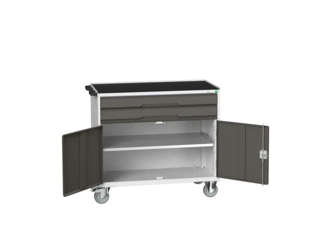 gereedschapswagen 965x1050x600mm antislip 2 laden+kast RAL7035+RAL7016