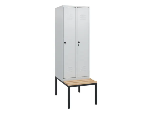 locker met bank,HxBxD 1950x600x815mm,2vak,vak B 300mm,draaigrendel