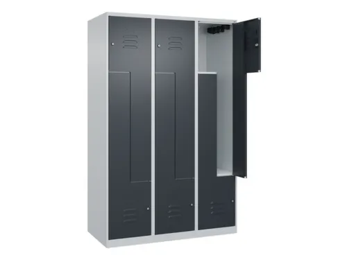 Z-garderobekast,HxBxD 1850x1200x500mm,vak B 200/400mm,cil.-slot