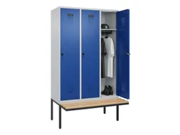 locker met bank,HxBxD 2120x1200x815mm,3vak,vak B 400mm,draaigrendel