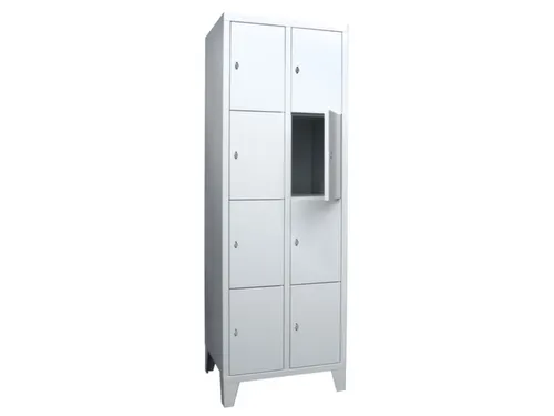 lockerkast,HxBxD 1850x600x500mm,2x4vakken,RAL7035,front RAL3000