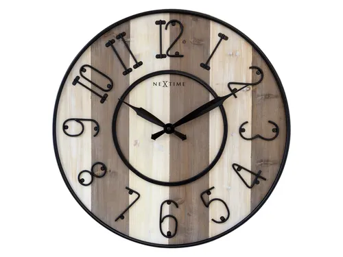 Grote wandklok - 50cm - Stil - Hout - Zwart Metaal - "Oxford" -NeXtime