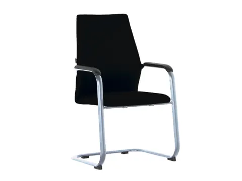 Conferentiestoel Serie 125 sledestoel frame Chroom stof zwart