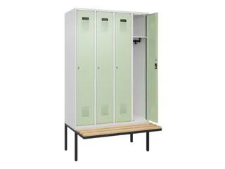 locker met bank,HxBxD 2120x1200x815mm,4vak,vak B 300mm,cilinderslot - 1