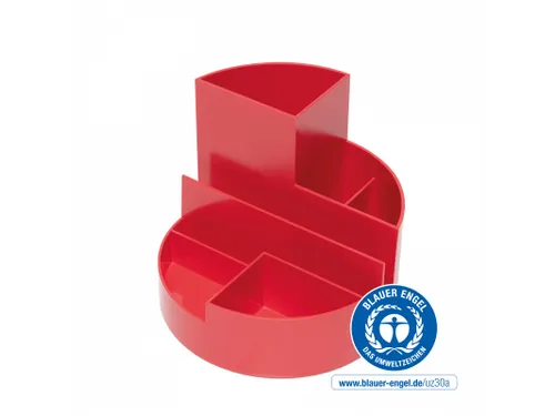 Pennenkoker MAULroundbox Blauwe Engel recycled 6 vaks rood