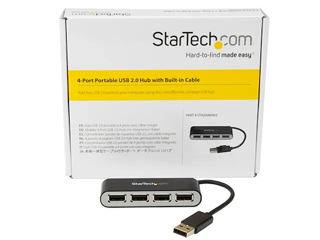 4-poorts Draagbare USB 2.0 hub met Kabel