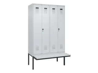 locker met bank,voor scheiding van kleding,HxBxD 2120x1200x815mm,4vak - 2