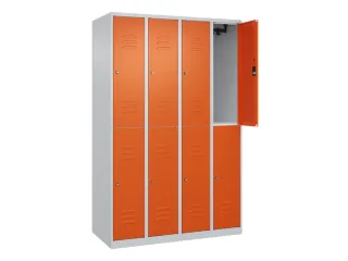 dubbeldekse locker,HxBxD 1850x1200x500mm,4x2vak.,vak B 300mm,cil.-slot - 2