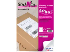 Labeletiket Avery Stick & Go Block-out 120x164mm Wit Doos 100 stuks