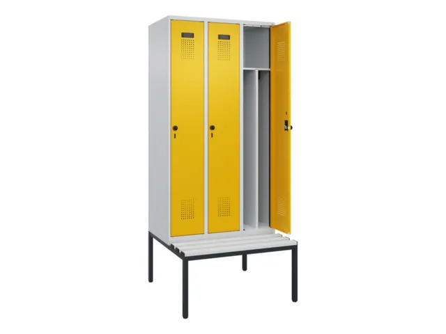 locker met bank,voor scheiding van kleding,HxBxD 2120x900x815mm,3vak